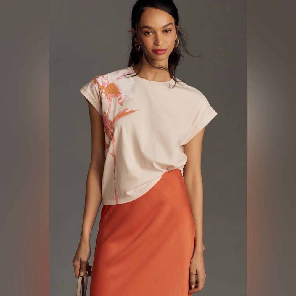 Anthropologie Floral Muscle Tee